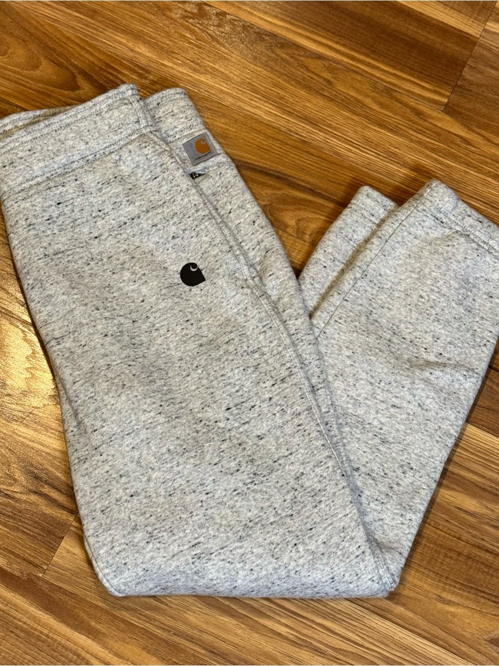 Carhartt Women's Light Heather Gray Sweatpants - Logo Joggers, Size Small (4-6)